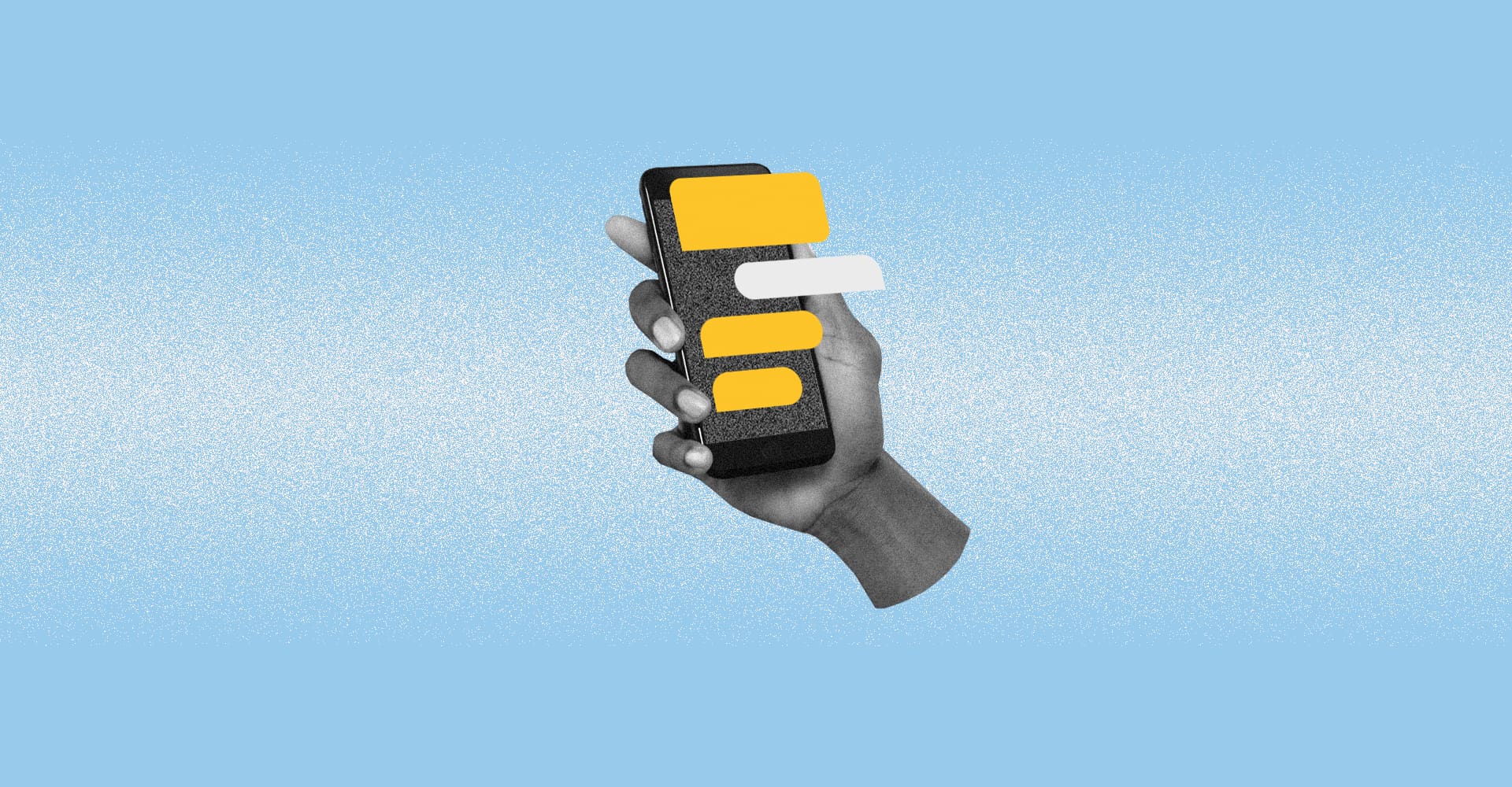 Hand holding phone with bumble app open