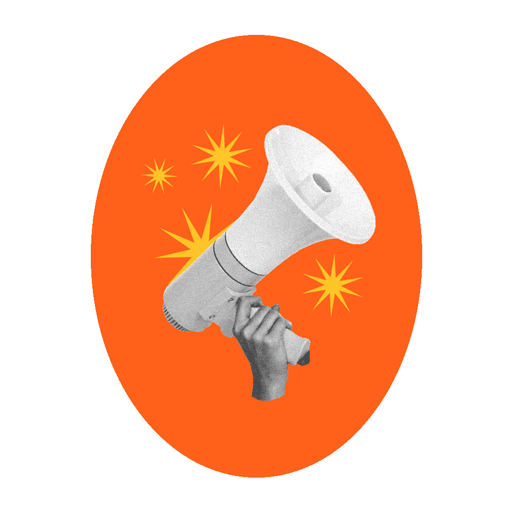 person holding megaphone