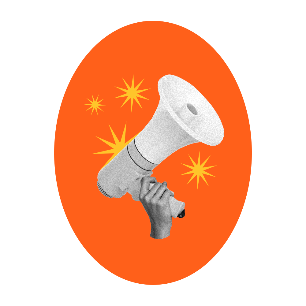 person holding megaphone